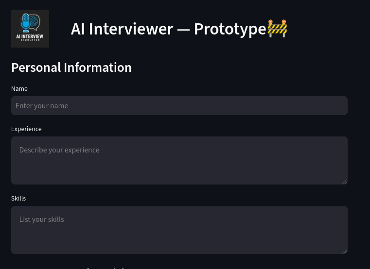 AI interview simulator screenshot