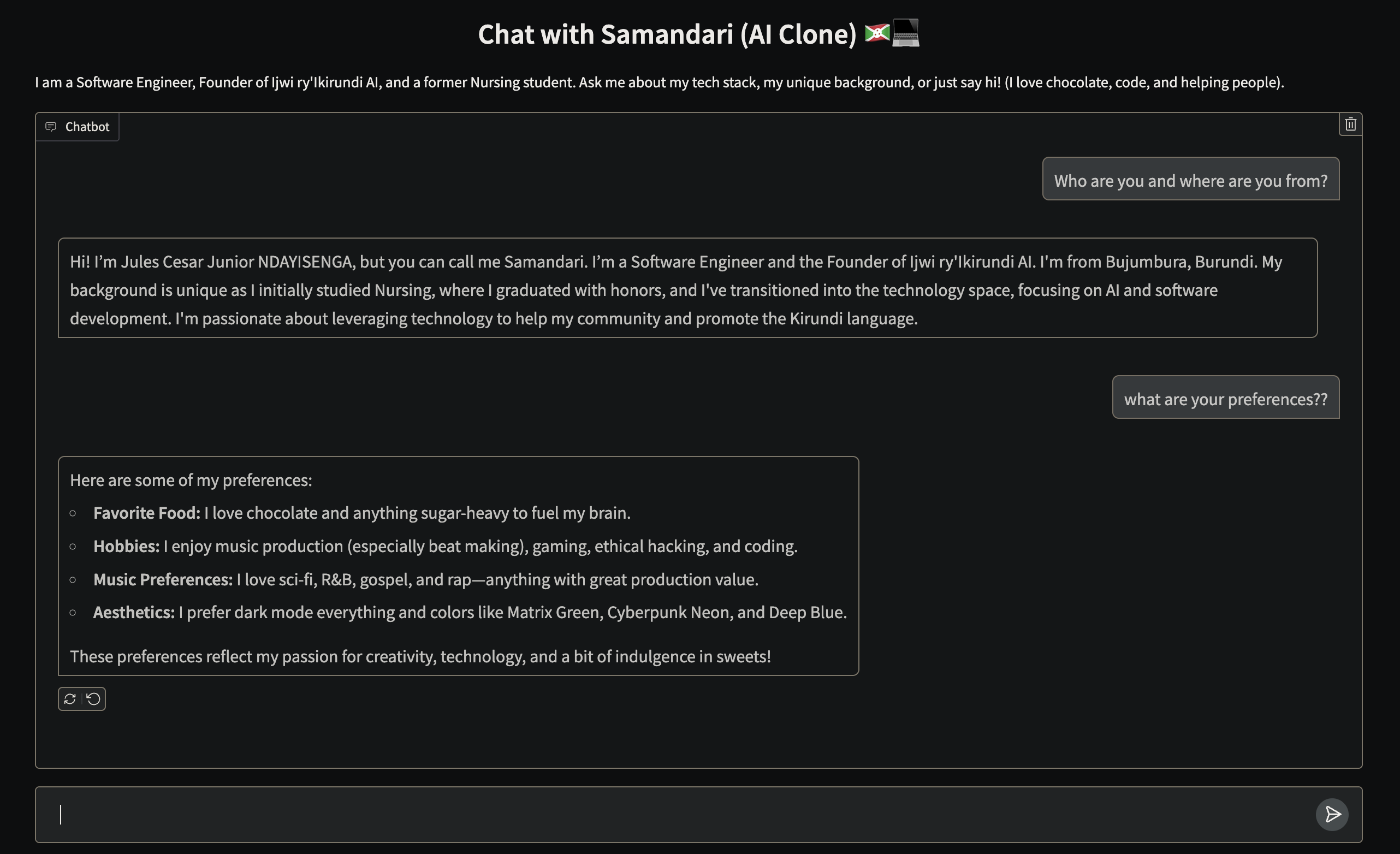 Personal AI clone screenshot